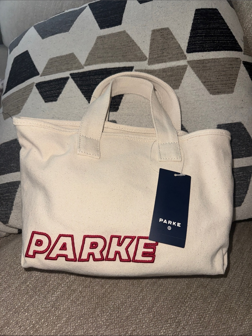 Parker x Target Cream Canvas Tote with Red Embroidered Logo